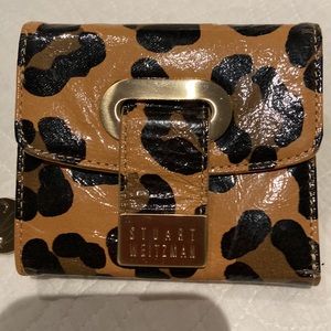 Stuart Weizmann leopard print wallet- new